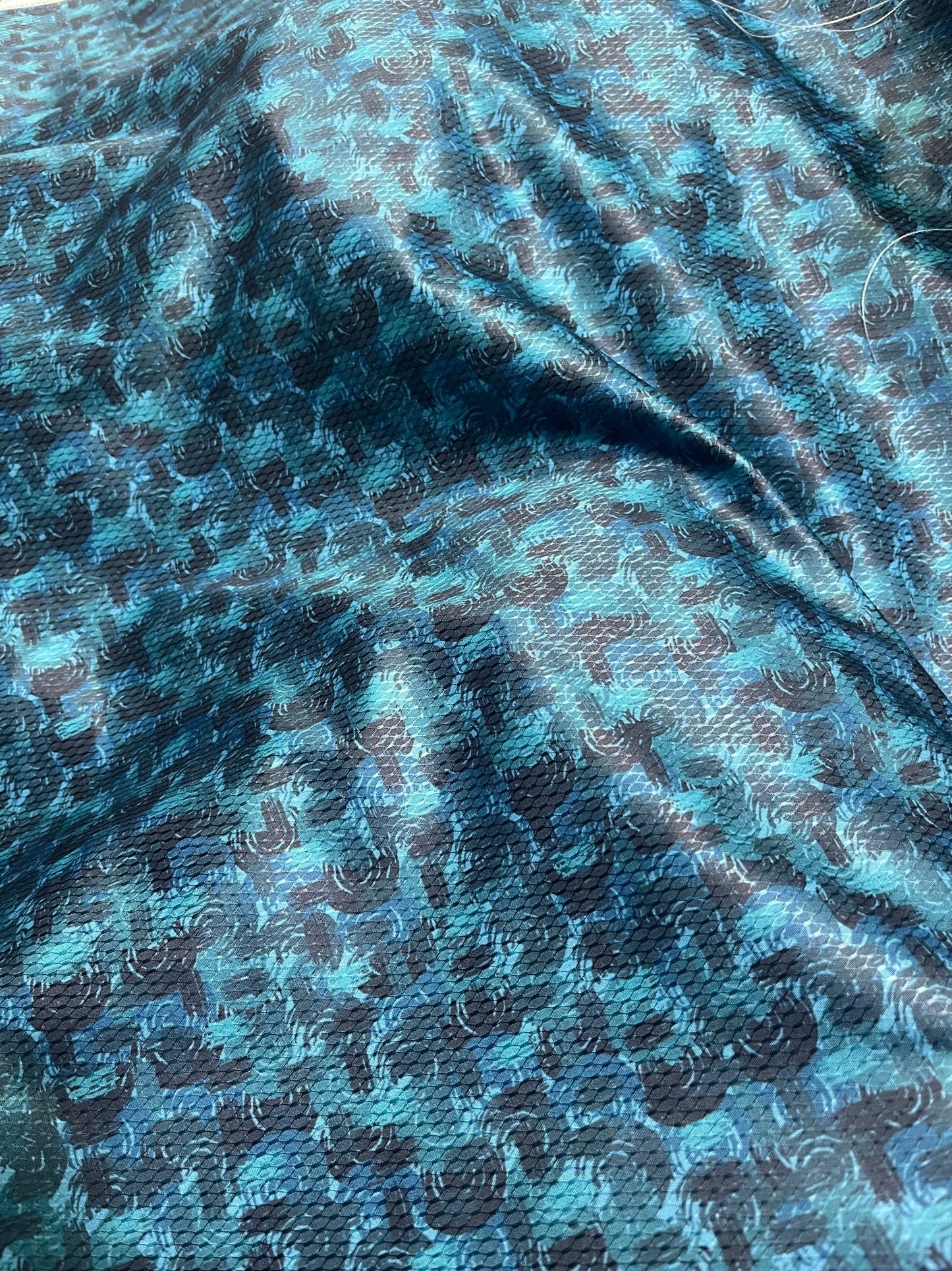 Premium Sea Green Abstract Mix - Cotton Dobby Print Shirt Fabric – 36” Width for Fine Stitching - Poshak Fabrics