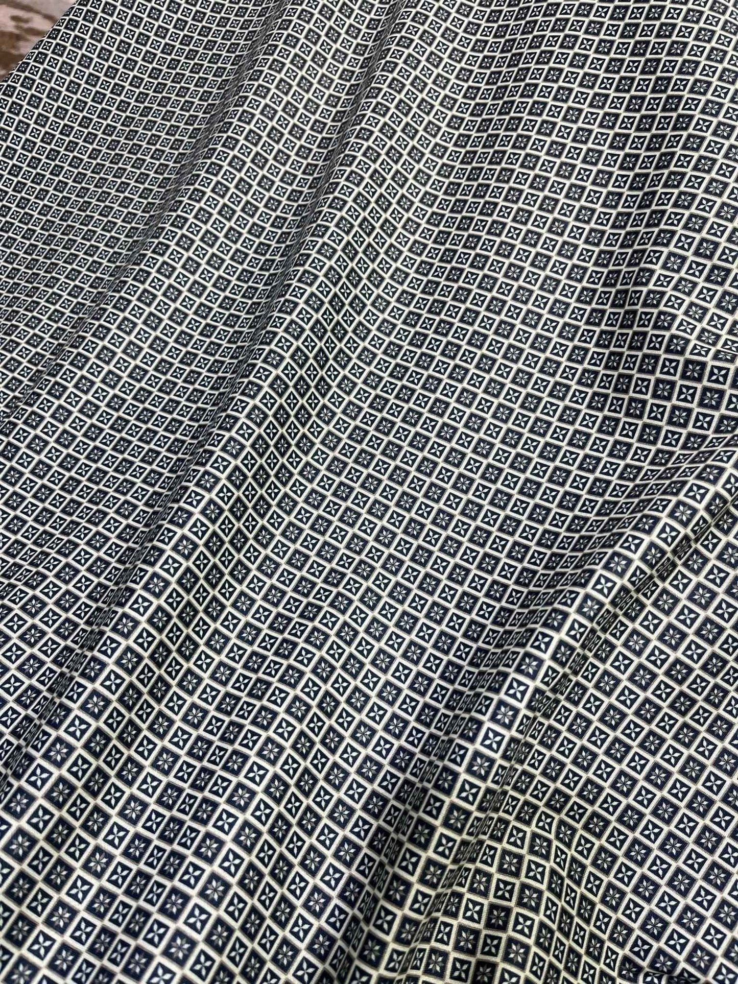 Premium Sea Green Geometric Digital Print Mix-Cotton Fabric – 36” Width, Perfect for Custom Shirts