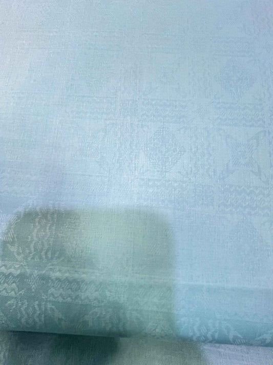 Premium Sky Blue Addi/Paper Cotton Self-Patterned Kurta Fabric – Ultra-Breathable, 58" Wide