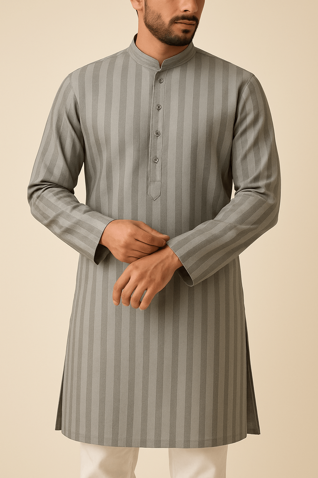 Premium Striped Wrinkle - Free Cotton Blend Fabric – 58" Wide | Perfect for Tailored Shirts & Kurtas - Poshak Fabrics