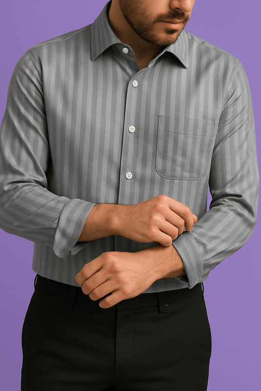 Premium Striped Wrinkle - Free Cotton Blend Fabric – 58" Wide | Perfect for Tailored Shirts & Kurtas - Poshak Fabrics