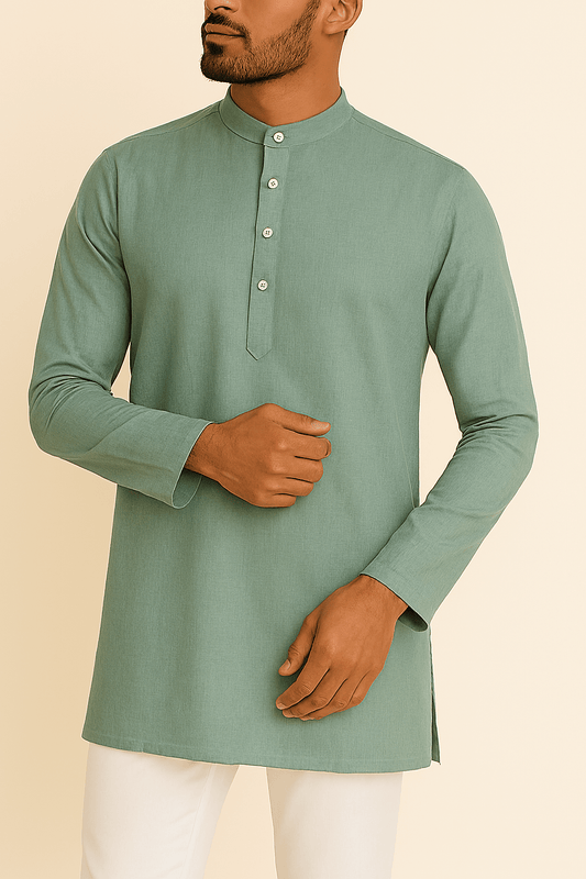 Premium Teal Green Addi/Paper Cotton Kurta Fabric – Ultra - Thin & Breathable, 58" Wide - Poshak Fabrics