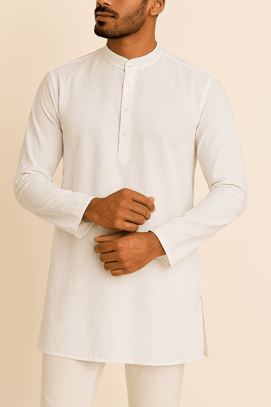 Premium White Addi/Paper Cotton Kurta Fabric – Ultra - Thin & Breathable, 58" Wide - Poshak Fabrics
