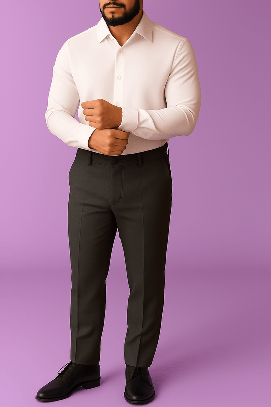 Sambodhi Brown Marino Wool Small Checked Dailywear Suiting Fabric for Trousers and Safari Suits – Semi - Thick, Breathable & Lightweight (58" Wide) - Poshak Fabrics