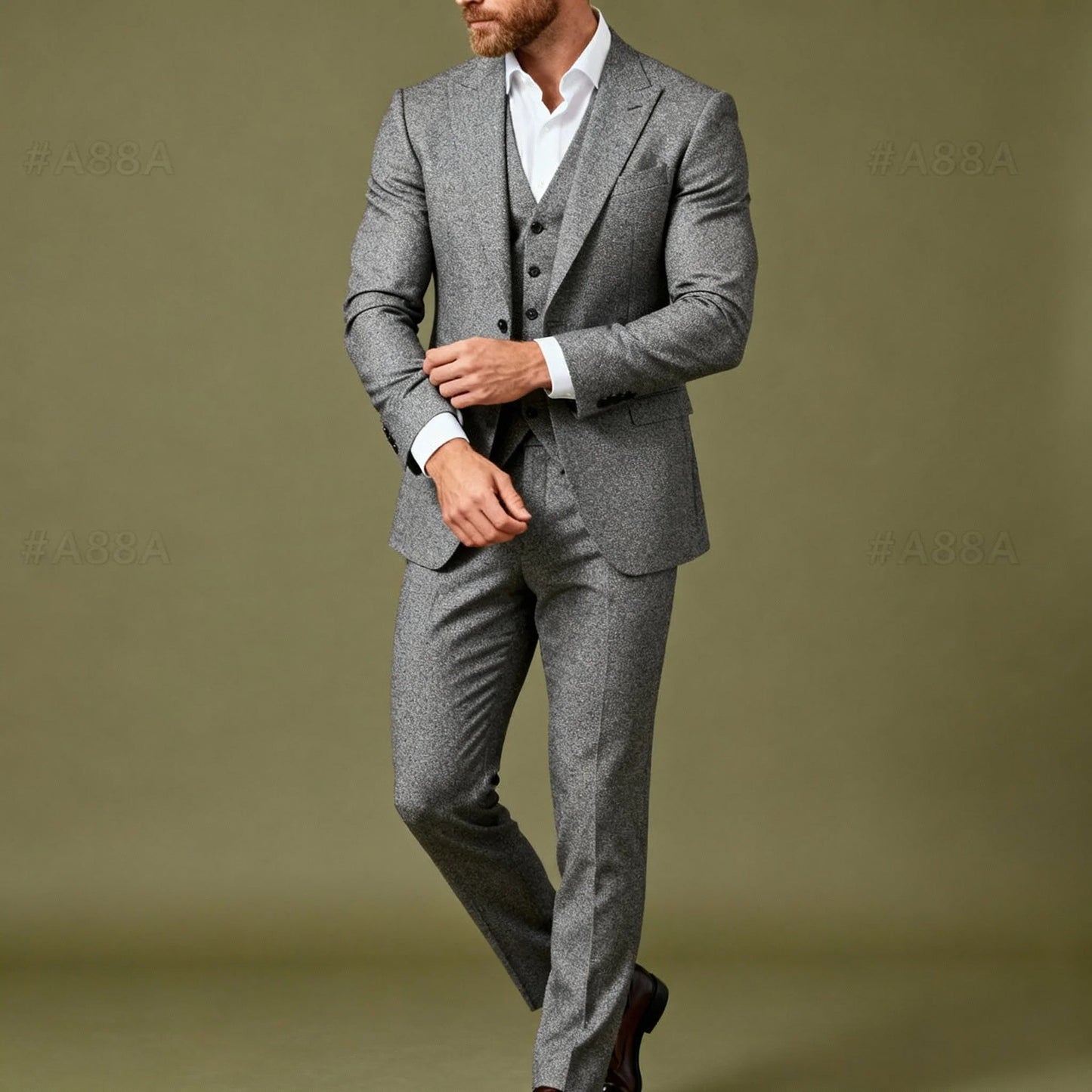 Sambodhi Fusion Dark Grey Small Textured Suiting Fabric (58” Wide) – Premium Tailoring Comfort for Trousers & Suits - Poshak Fabrics