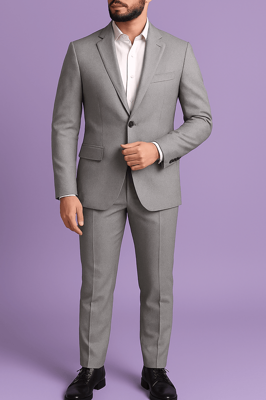 Sambodhi Orion TR Light Grey Stretchable Suiting Fabric – 58" Soft, Semi Thick & Breathable for 2 - Piece & 3 - Piece Suits - Poshak Fabrics