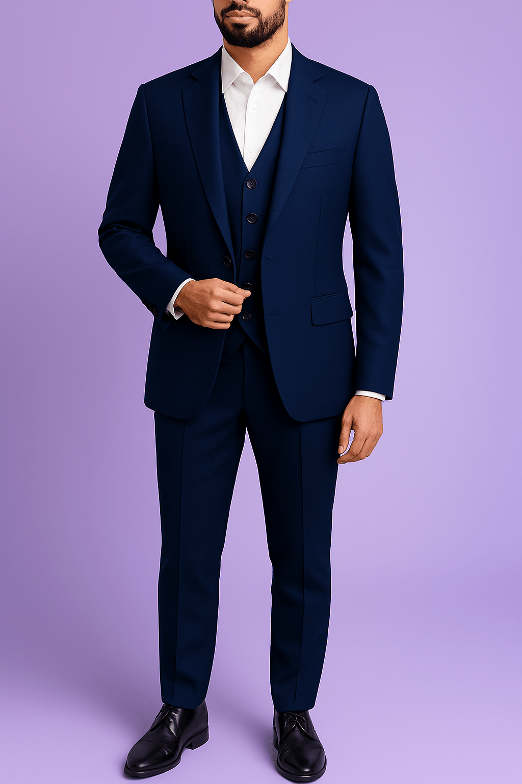 Sambodhi Orion TR Navy Blue Stretchable Suiting Fabric – 58" Soft, Semi Thick & Breathable for 2 - Piece & 3 - Piece Suits (Copy) - Poshak Fabrics