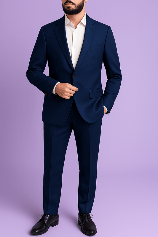 Sambodhi Orion TR Navy Blue Stretchable Suiting Fabric – 58" Soft, Semi Thick & Breathable for 2 - Piece & 3 - Piece Suits (Copy) - Poshak Fabrics