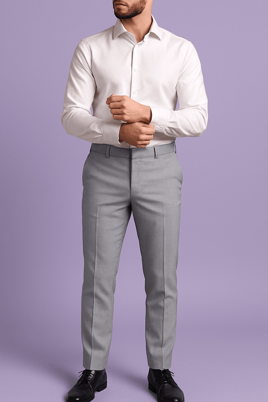 Sambodhi Orion TR Stretchable Premium Light Grey Trouser Fabric – 58" Soft, Breathable & Durable for Perfectly Tailored Trousers - Poshak Fabrics