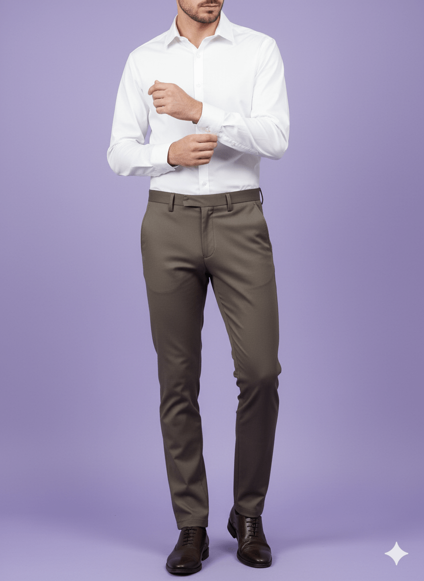 Sambodhi Orion TR Stretchable Premium Medium Brown Trouser Fabric – 58" Soft, Breathable & Durable for Perfectly Tailored Trousers - Poshak Fabrics