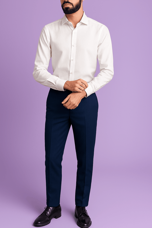 Sambodhi Orion TR Stretchable Premium Navy Blue Trouser Fabric – 58" Soft, Breathable & Durable for Perfectly Tailored Trousers - Poshak Fabrics