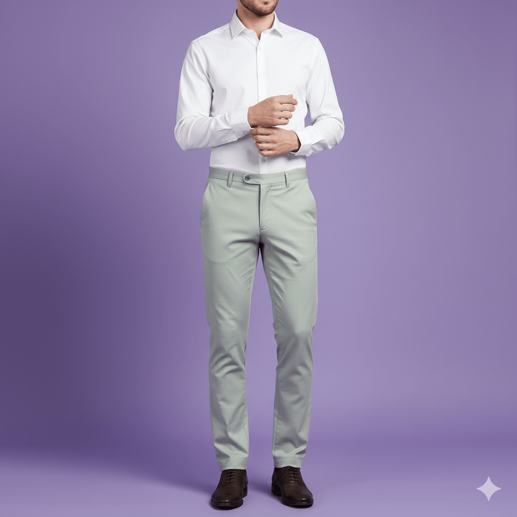 Sambodhi Orion TR Stretchable Premium Pale Sage - Grey Trouser Fabric – 58" Soft, Breathable & Durable for Perfectly Tailored Trousers - Poshak Fabrics
