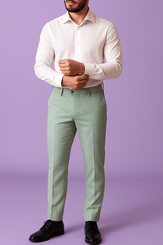 Sambodhi Premium Light Green Checked Suiting Fabric – Ultra - Light, Soft & Breathable (58" Wide) - Poshak Fabrics