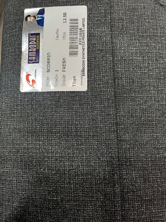 Sambodhi Scorpio Linen Feel Checkered Dark Grey Suiting Fabric (58” Wide) – Tailored Versatility with Linen - Inspired Elegance - Poshak Fabrics