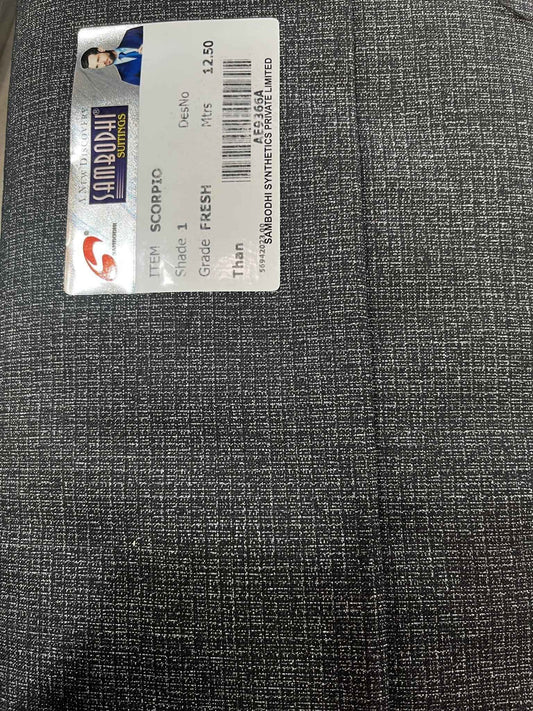 Sambodhi Scorpio Linen Feel Checkered Dark Grey Suiting Fabric (58” Wide) – Tailored Versatility with Linen-Inspired Elegance