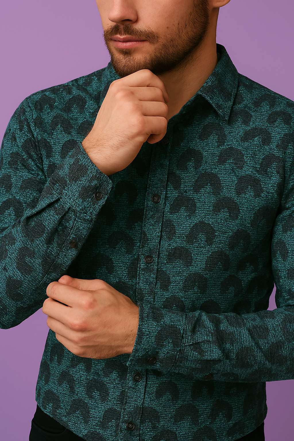 Premium Sea Green Abstract Mix-Cotton Dobby Print Shirt Fabric – 36” Width for Fine Stitching