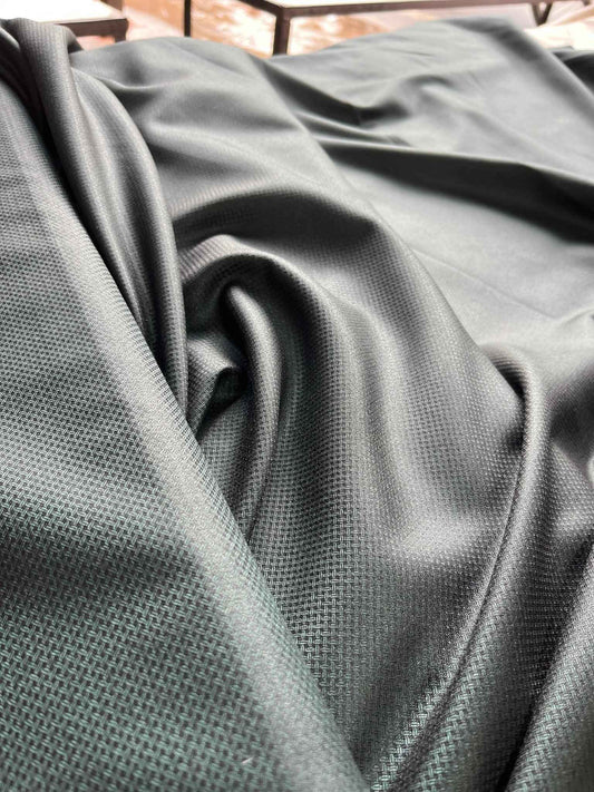 Simona's Green Checkered Textured Suiting Fabric – Soft, Thin, & Breathable (58" Wide) for Perfectly Tailored Trousers