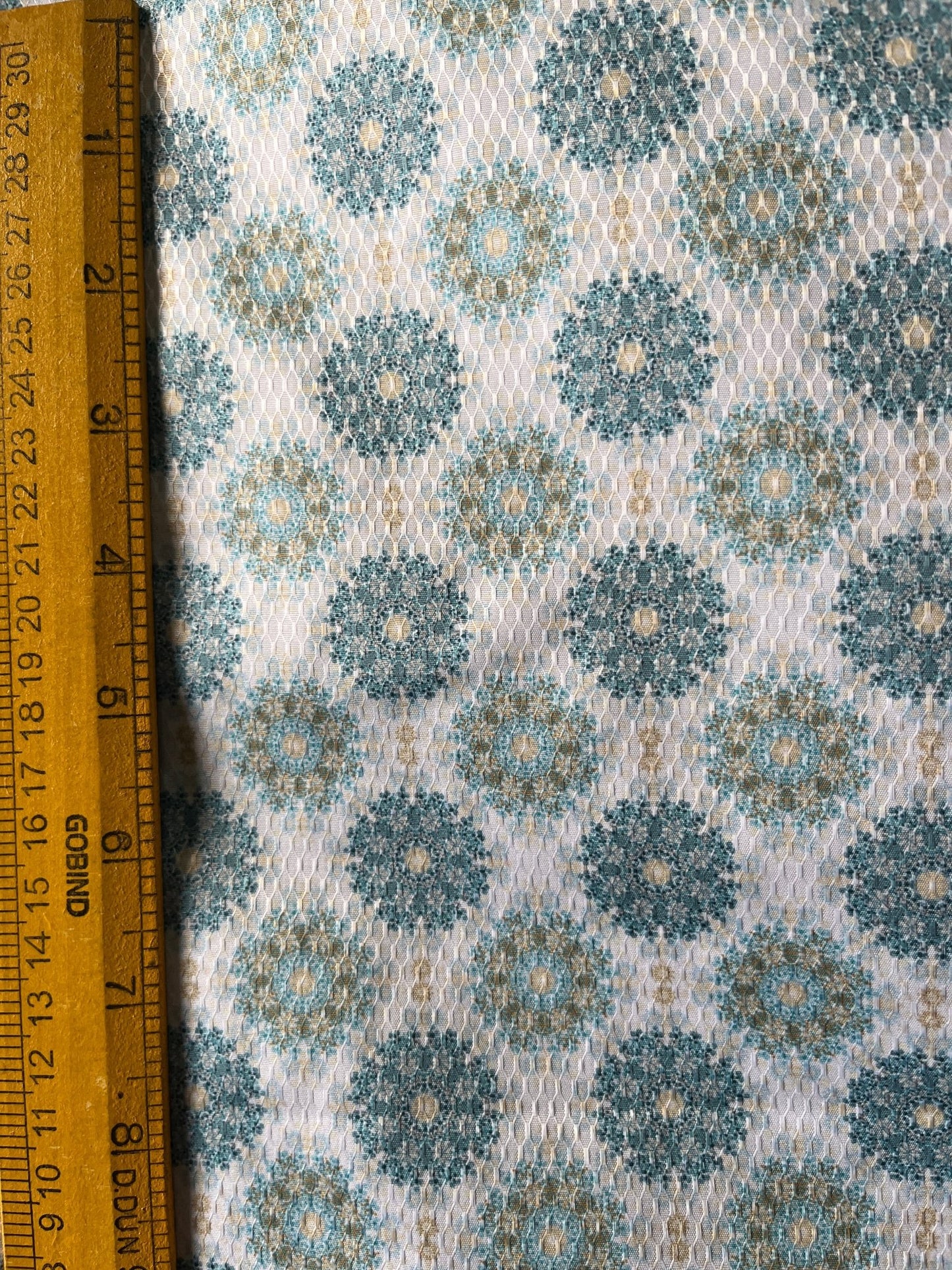 Sky Blue & Olive Medallion Cotton - Mix Dobby Print Fabric – 36" Width – For Custom Shirts & Kurtas - Poshak Fabrics
