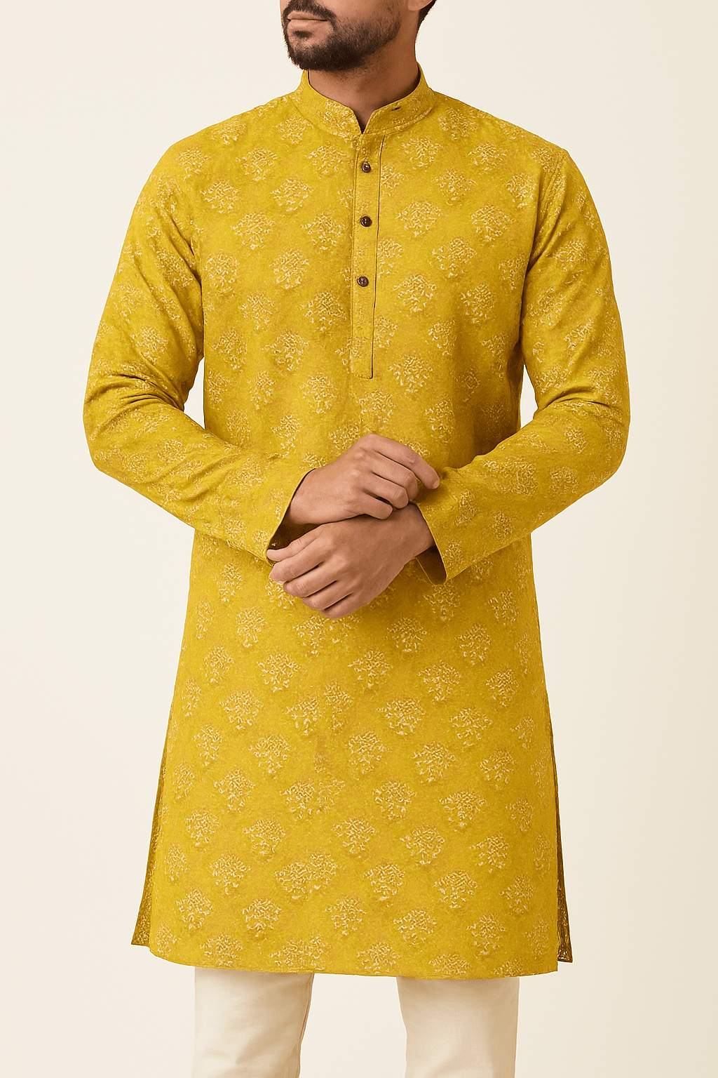 Sunny Citrus Yellow Cotton Mix Print Fabric – 36” Wide | Soft & Breathable | Kurta Perfection - Poshak Fabrics