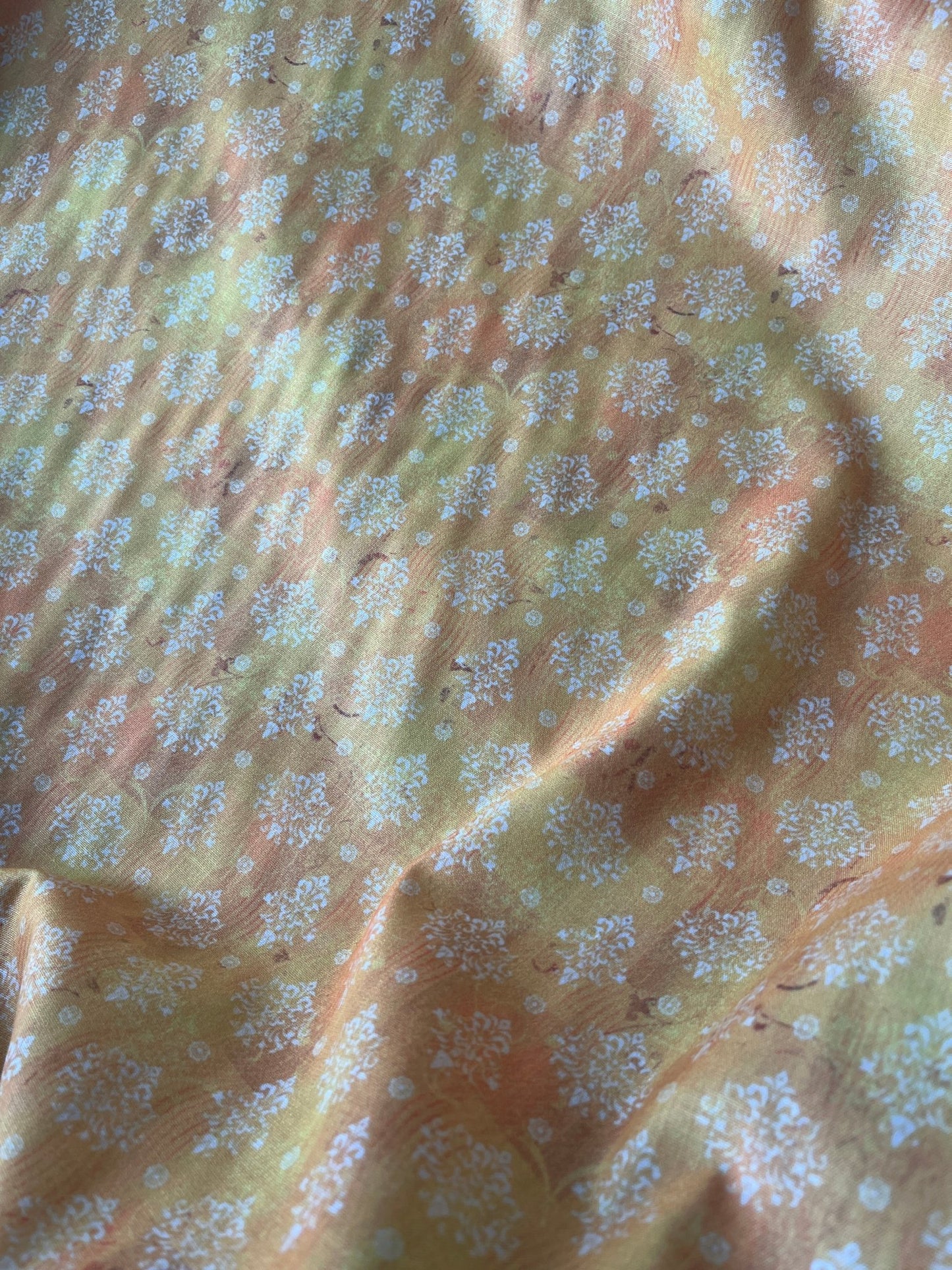 Sunny Citrus Yellow Cotton Mix Print Fabric – 36” Wide | Soft & Breathable | Kurta Perfection - Poshak Fabrics
