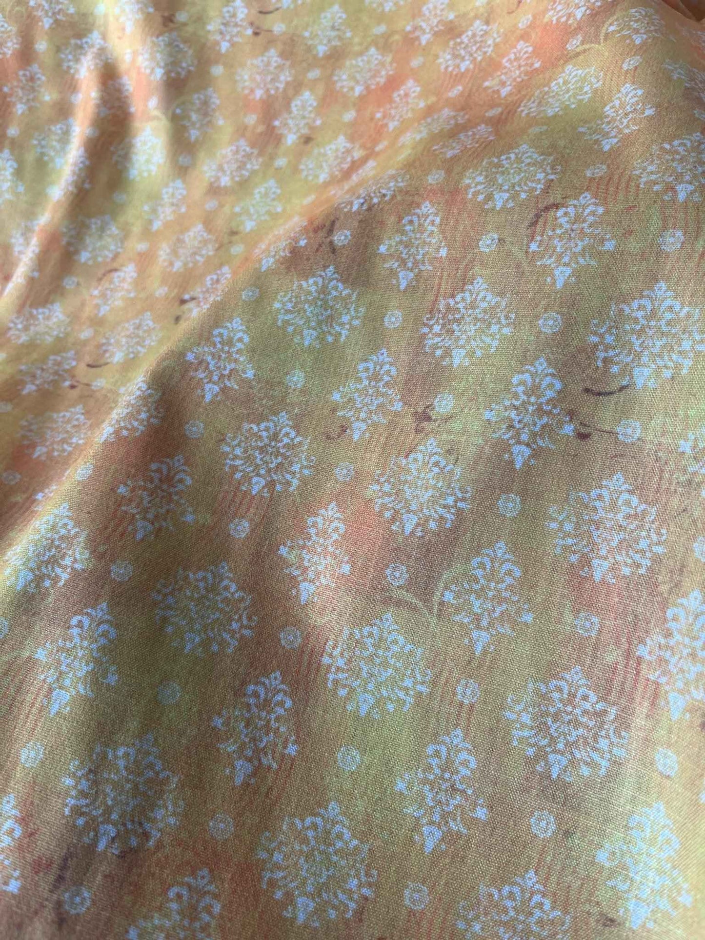 Sunny Citrus Yellow Cotton Mix Print Fabric – 36” Wide | Soft & Breathable | Kurta Perfection