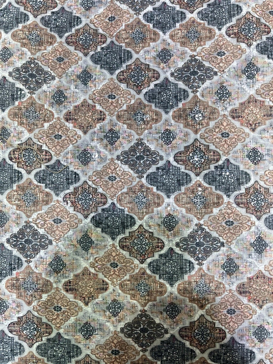 Taupe - Grey Multicolour Sequins Premium Cotton Chikan Fabric – 58” Wide, Buttery Soft & Breathable – Tailored for Kurta Perfection - Poshak Fabrics