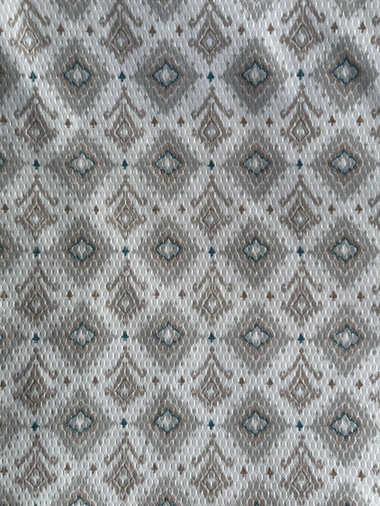 Teal Crest Weave - White dobby print - Poshak Fabrics