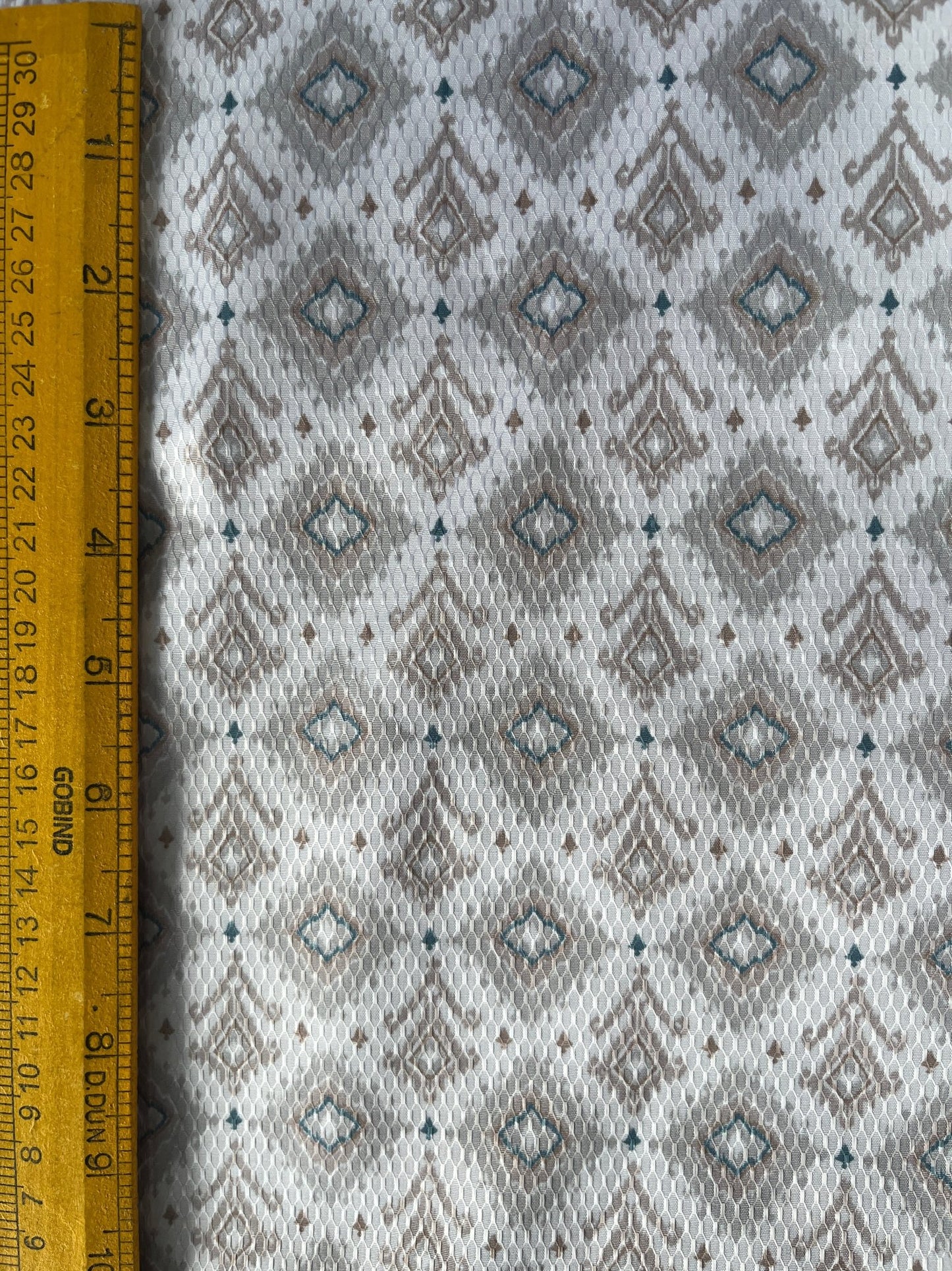 Teal Crest Weave - White dobby print - Poshak Fabrics