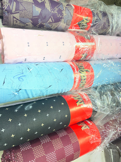 Premium Mohan Lusture Venture Printed Shirting Fabric – 36” (Purple, Pink, Sky Blue, Black, Maroon)