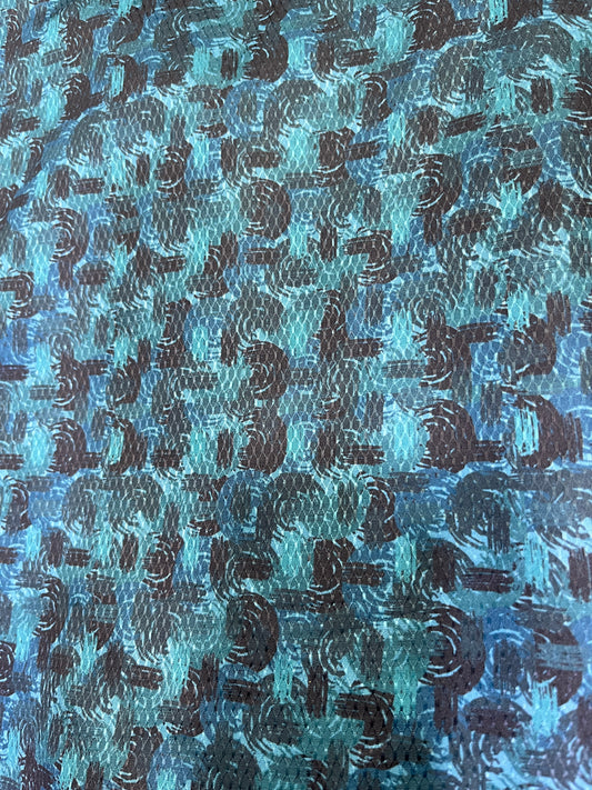 Premium Sea Green Abstract Mix-Cotton Dobby Print Shirt Fabric – 36” Width for Fine Stitching