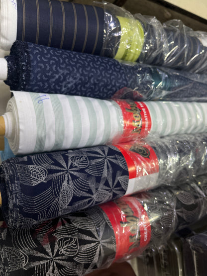 Mohan Premium Lusture Venture Cotton Mix Printed Shirting Fabric – Navy Patterns Collection (36" Width)