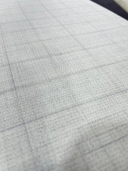 Sharpy Lycra Cream Checkered Suiting Fabric (58” Wide) – Soft, Breathable, Semi-Thin – Premium Office & Partywear Material