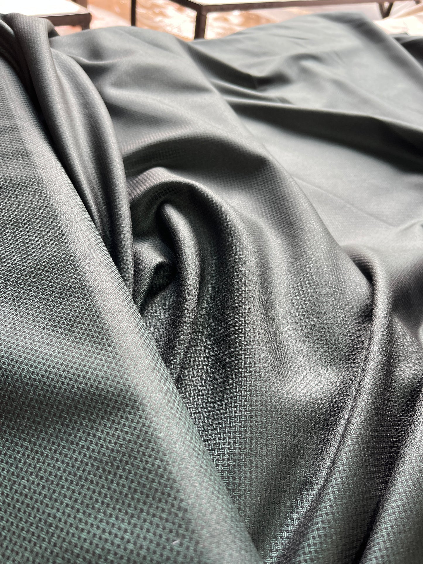 Simona’s Green Checkered Texture Terri-cotton Fabric – Thin, Breathable & Lightweight (58” Wide)