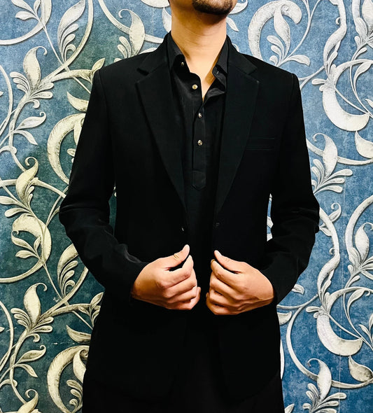 *The Most Awaited* Armani Black Suiting Fabric – Premium Lustrous TR Suiting for Suits, Blazers & Trousers