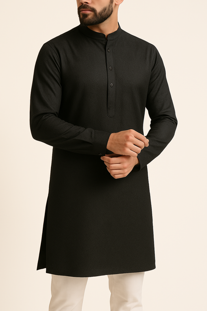 Premium Wrinkle-Free Black Jacquard Floral Fabric | 58" Wide | Ideal for Shirts & Kurtas