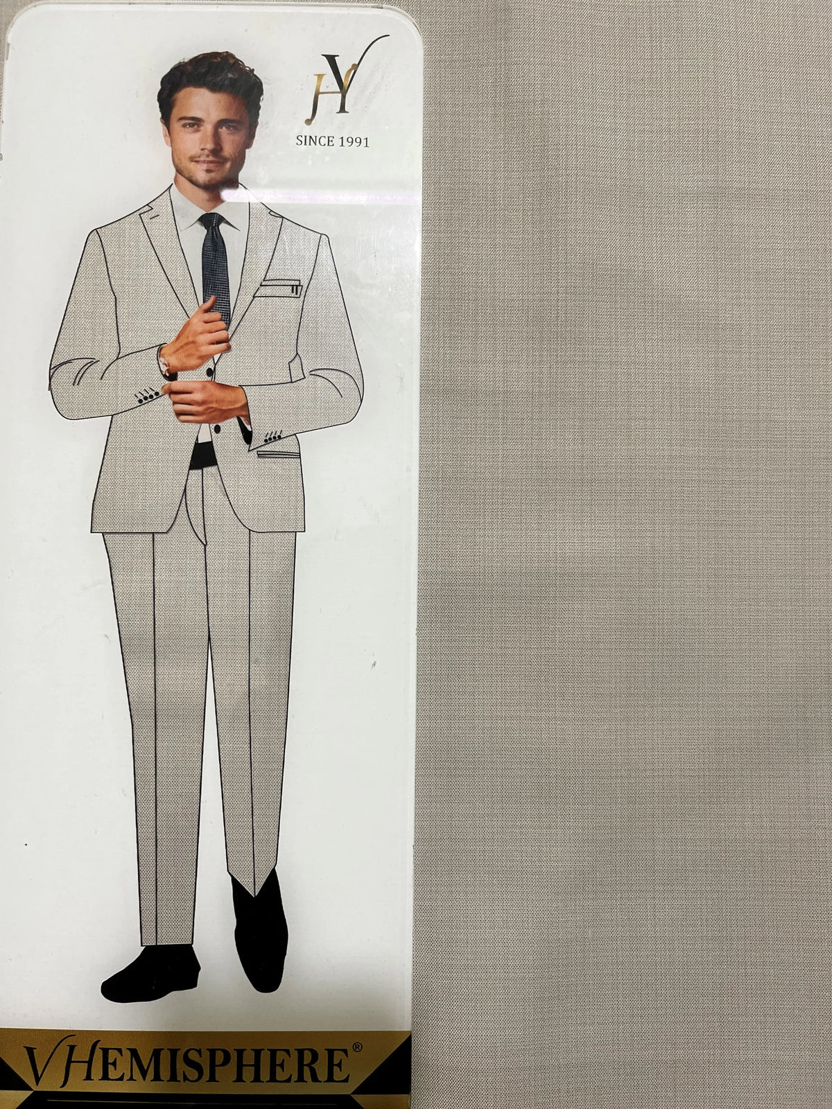 VHemisphere Domino Beige Premium TR Suiting Fabric – Self-Checkered Finish for Suits, Blazers & Trousers