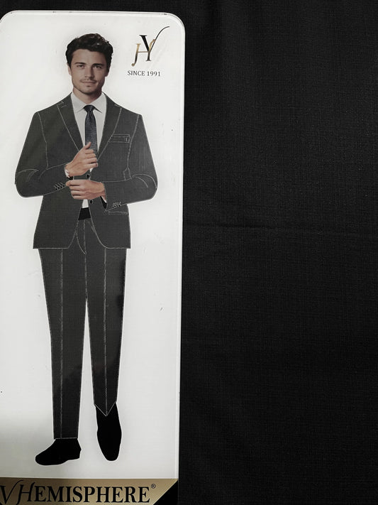 VHemisphere Domino Charcoal Black Premium TR Suiting Fabric – Self-Checkered Finish for Suits, Blazers & Trousers