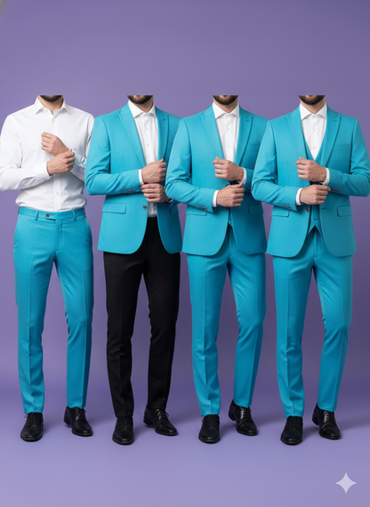 Sambodhi Raja Sahab Premium Firozi Blue Suiting Fabric – Luxury Soft, Lustrous Feel for Impeccably Tailored Formalwear