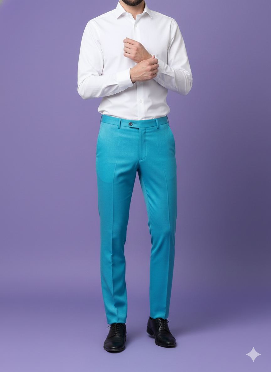 Sambodhi Raja Sahab Premium Firozi Blue Suiting Fabric – Luxury Soft, Lustrous Feel for Impeccably Tailored Formalwear