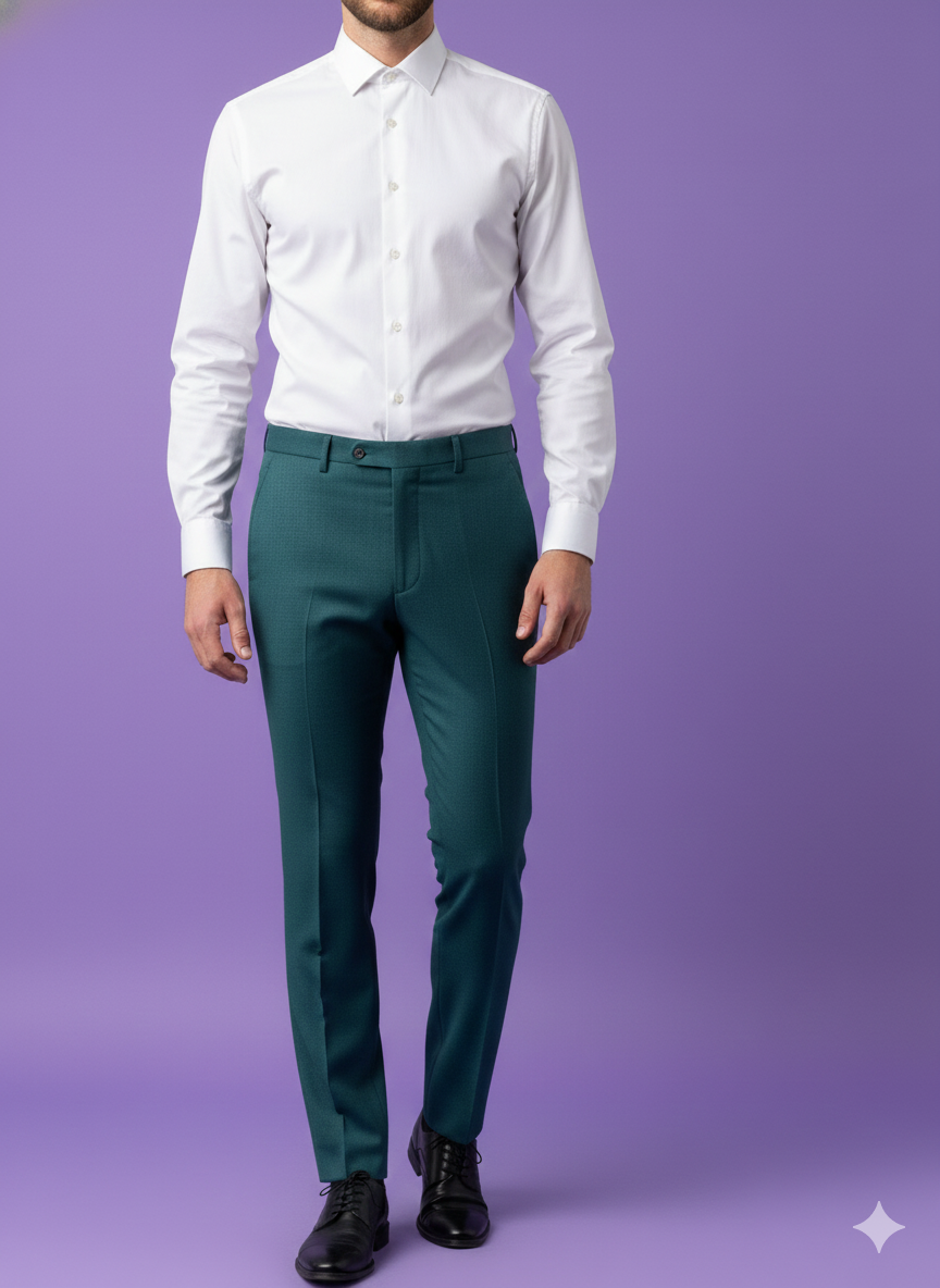 Sambodhi Raja Sahab Premium Teal Green Suiting Fabric – Luxury Soft, Lustrous Feel for Impeccably Tailored Formalwear