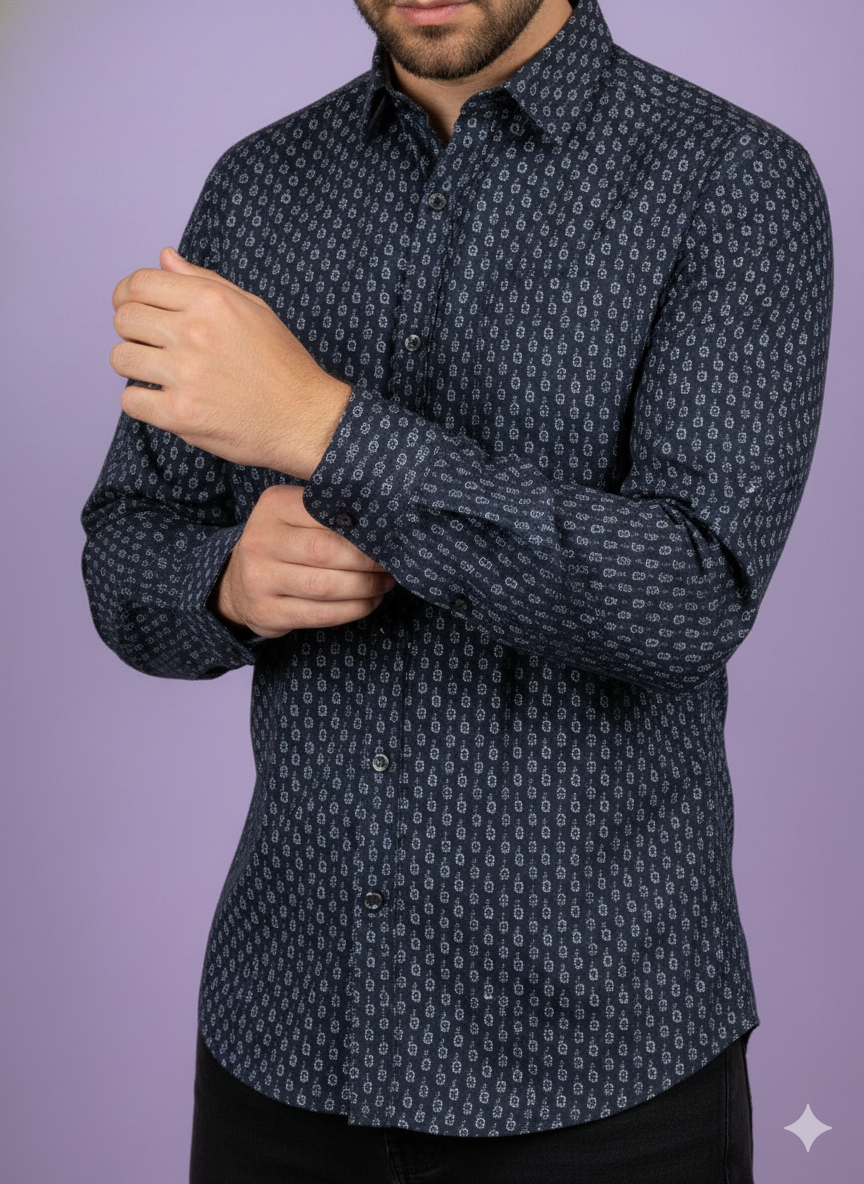 Mohan Premium Lusture Venture Cotton Mix Printed Shirting Fabric – Navy Patterns Collection (36" Width)