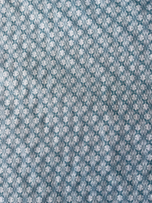 Premium 36" Sky Blue Cotton Mix Geometric Dobby Print Fabric – Perfect for Custom Shirts & Kurtas