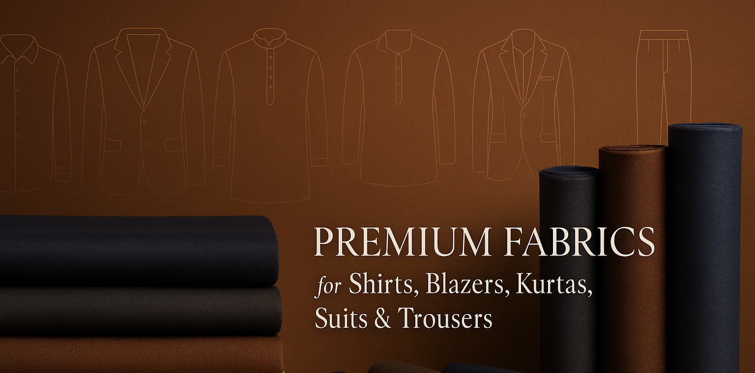 Poshak fabrics website sells high quality fabrics for shirts, blazers, kurtas, suits and trouser
