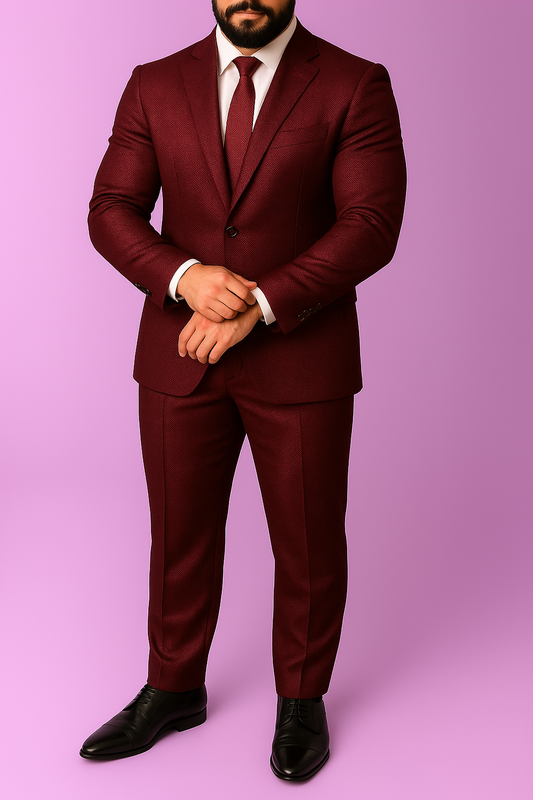 Sambodhi Raja Sahab Premium Maroon Suiting Fabric – Semi-Thick, Breathable & Lightweight (58" Wide)