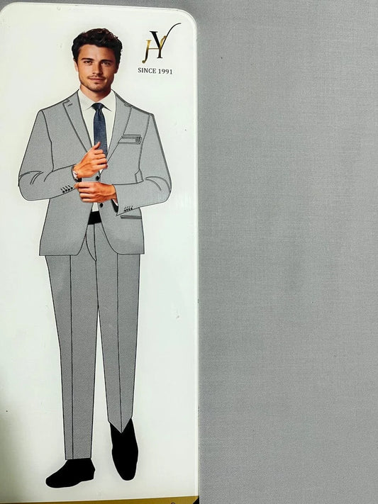 Card with a gray suit and tie on a white background