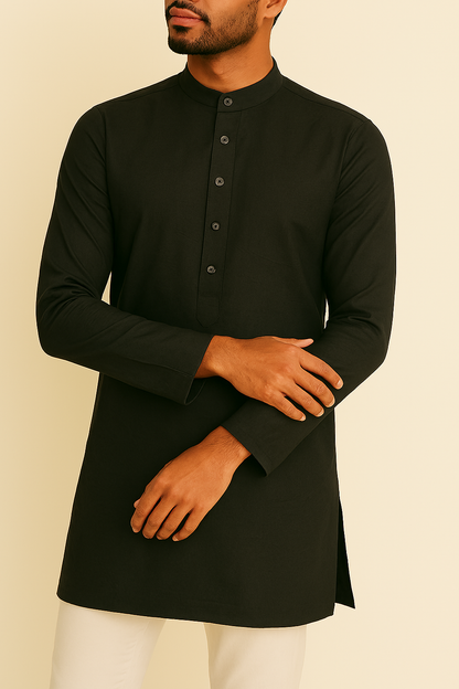 Premium Black Addi/Paper Cotton Kurta Fabric – Ultra-Thin & Breathable, 58" Wide