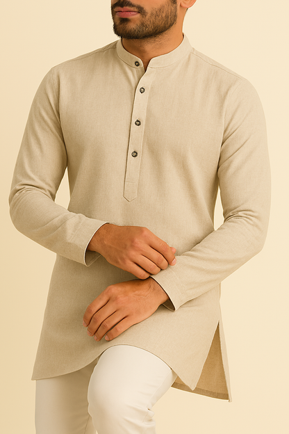 Premium Biscuit Addi/Paper Cotton Kurta Fabric – Ultra-Thin & Breathable, 58" Wide