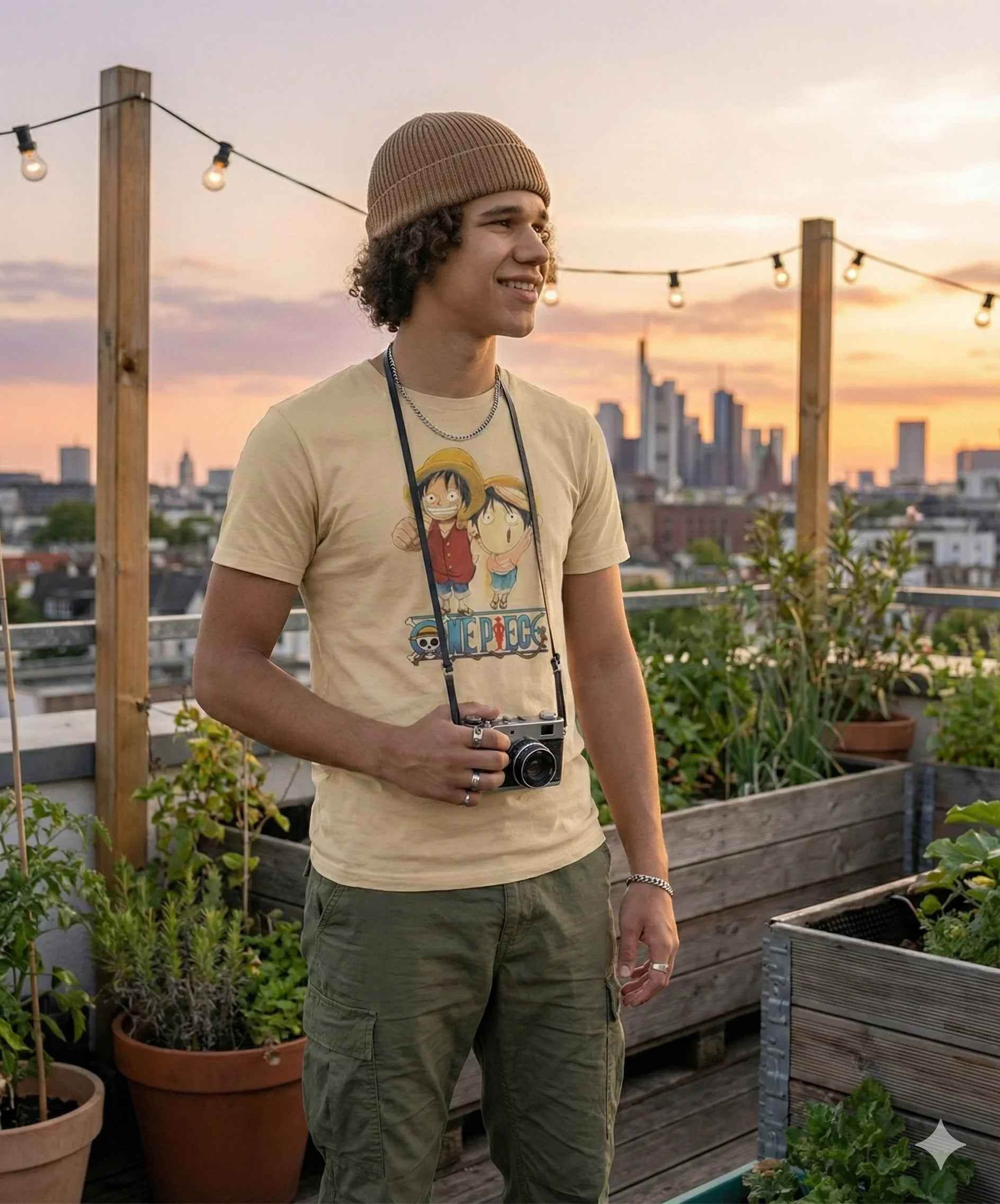 Anime Vibe Beige Graphic Tee – SPRY by Poshak Men’s 180 GSM DTF Printed T-Shirt