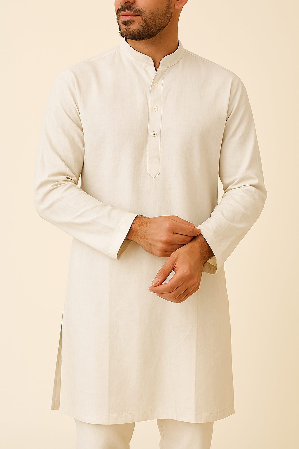 Premium Cream Addi/Paper Cotton Kurta Fabric – Ultra-Thin & Breathable, 58" Wide