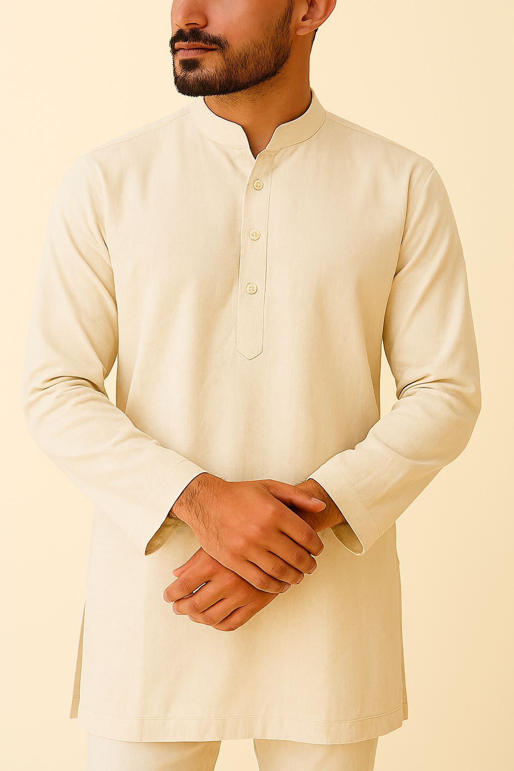 Premium Cream Addi/Paper Cotton Kurta Fabric – Ultra-Thin & Breathable, 58" Wide